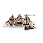 Турецкие Кофейные Наборы из 6 медных османских чашек, набор арабских кофейных комплектов, чайные чашки, набор для эспрессо, Сделано в Турции, рождественский подарок