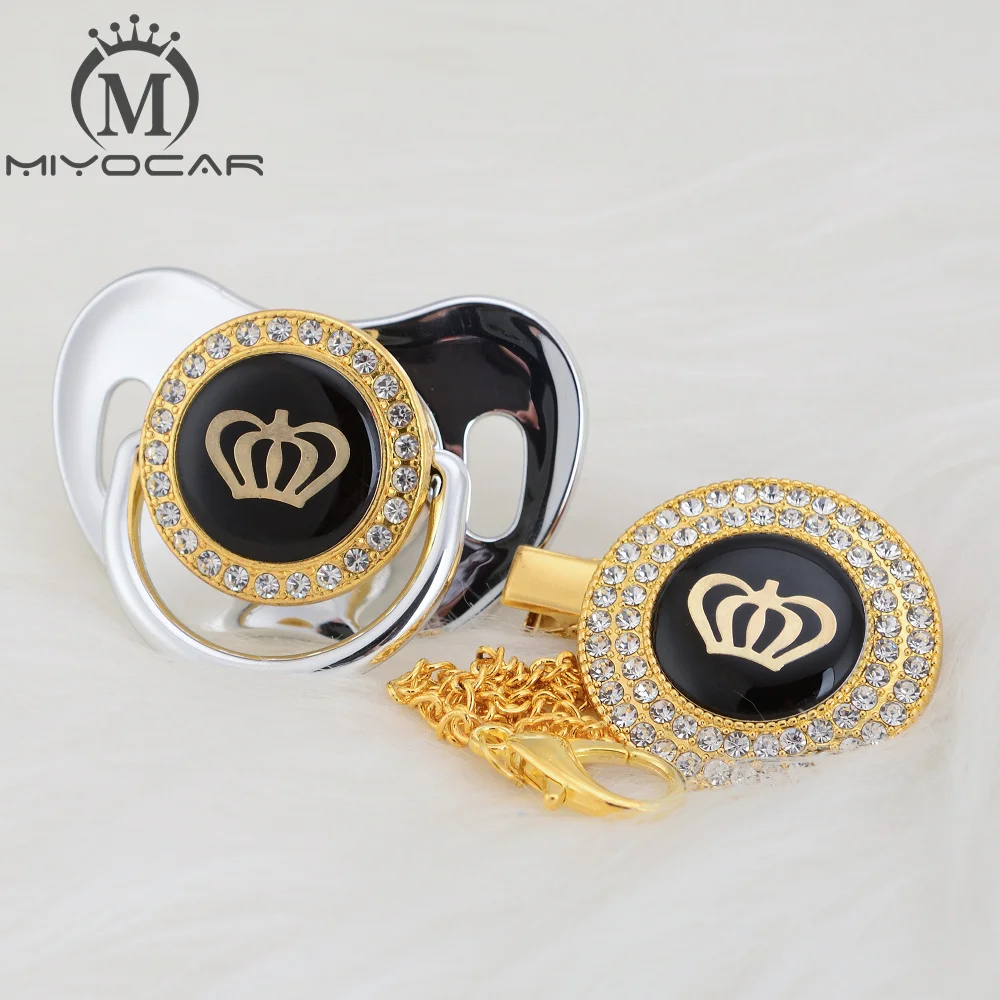 MIYOCAR, золотые, серебряные, блестящие стразы, корона, красивая, шикарная соска и соска, клипса, BPA бесплатно, пустышка, блестящая, уникальный дизайн, GCR2