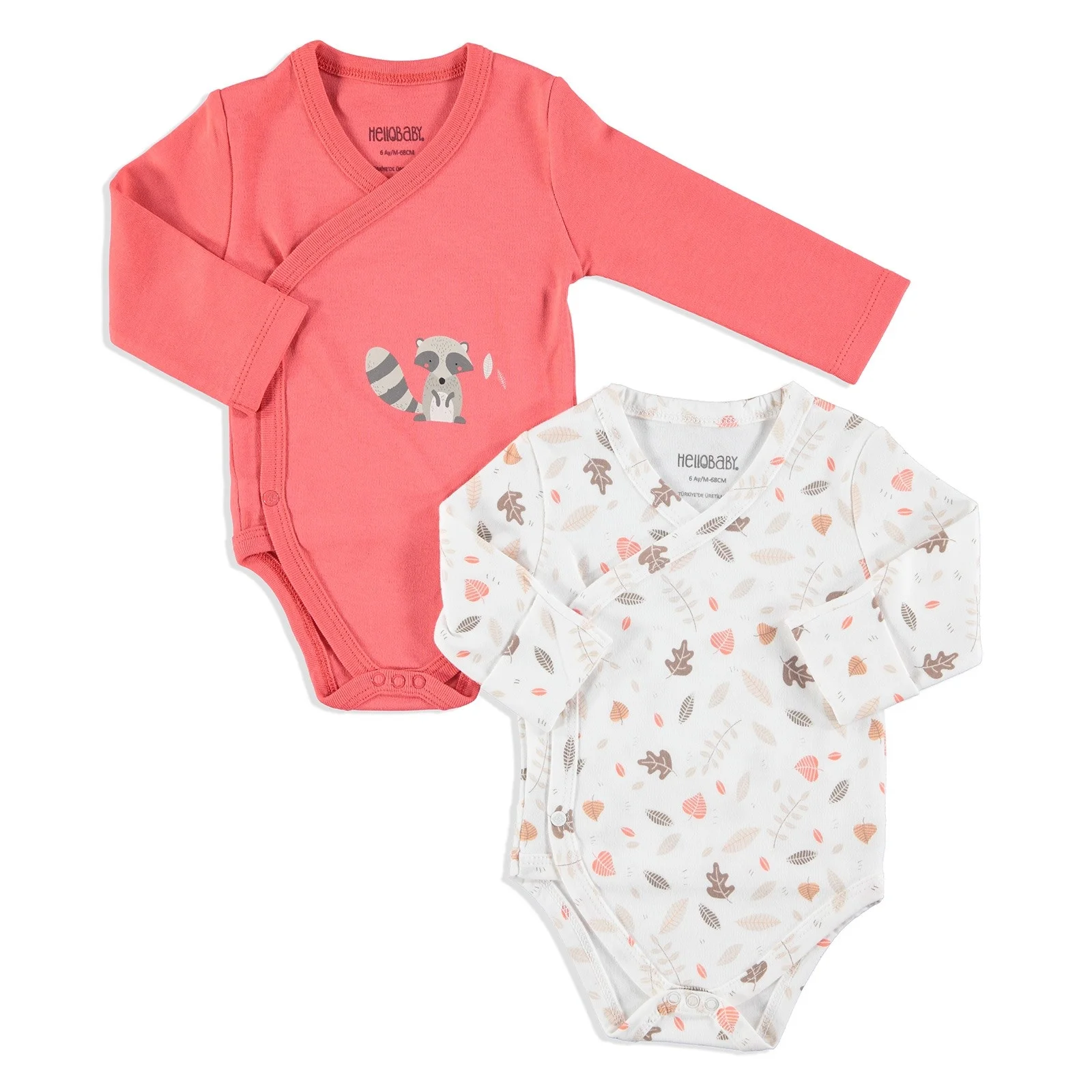 Ebebek HelloBaby/Детские боди с длинными рукавами изображением леса комплект из 2