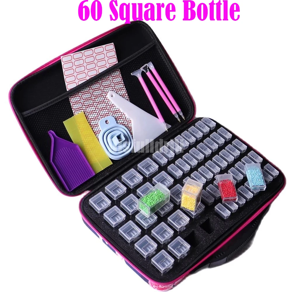 

60 Bottle diamond painting accessoires Diamond Embroidery Tools Handbag Diamond Painting Storage Bag Box diamond mosaic Case