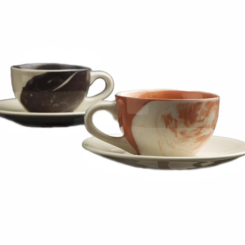 Kütahya Porcelain Stella Double Mix Hypnose 2 Person Coffee Cup Set 135cc Americano Cappuccino Made in Turkey %100 Original