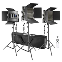 neewer 3 packs 2 4g 660 led video light photography lighting kit dimmable bi color 3200k 5600k led panel with lcd screen
