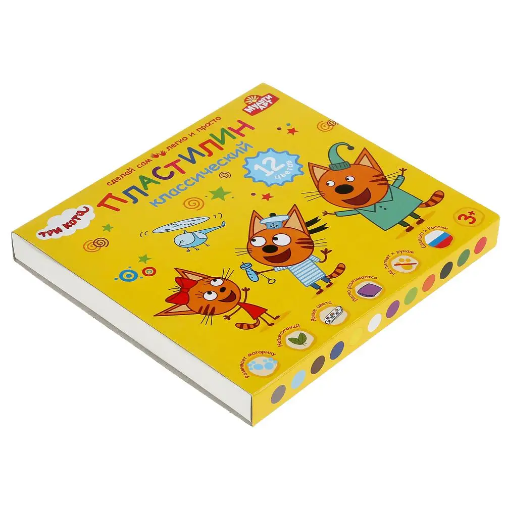 Пластилин классический Три Кота 12 цв (180 г) MultiArt 100MODCLAY-12-180G-TC | Игрушки и хобби