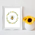 Пчелиный принт мед Шмель оформление детской комнаты, насекомые листья Маргаритка весеннее настенное Искусство Холст Живопись фермерский Декор