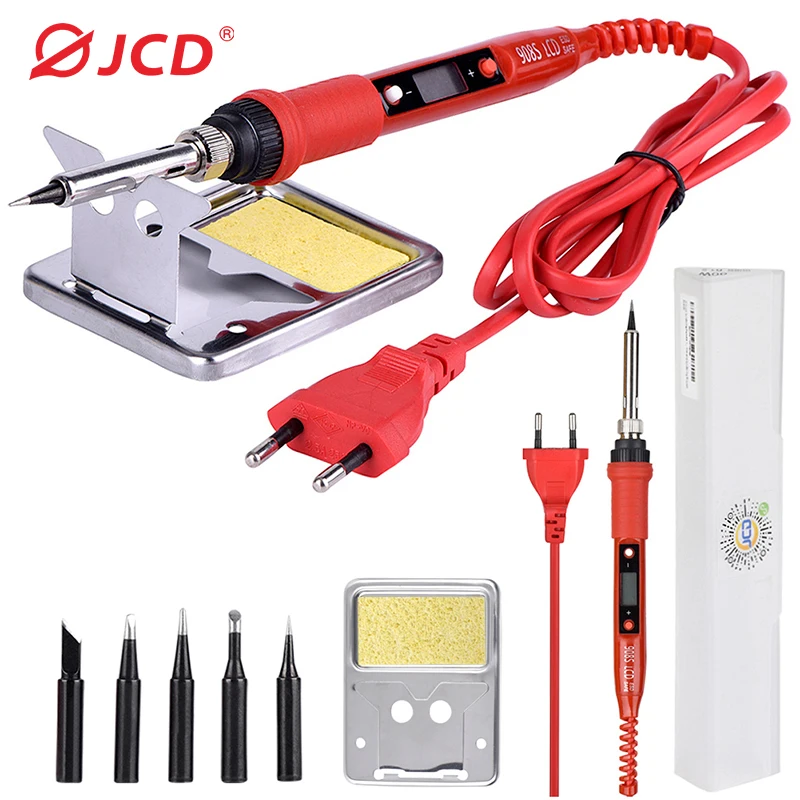 

Набор паяльников JCD с ЖК-дисплеем, паяльник с регулируемой температурой 908 с качественными наконечниками паяльника 80 Вт 220 В 110 В, сварочный и...