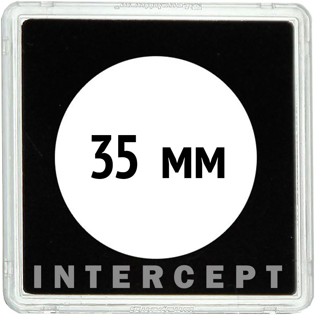 Квадратная капсула QUADRUM Intercept 50х50 мм с вырезом для монеты D 35 mm |