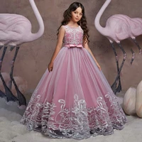 puffy tulle lace flower girl dress costume children bride ball gown princess dress for girl wedding party first communion dress