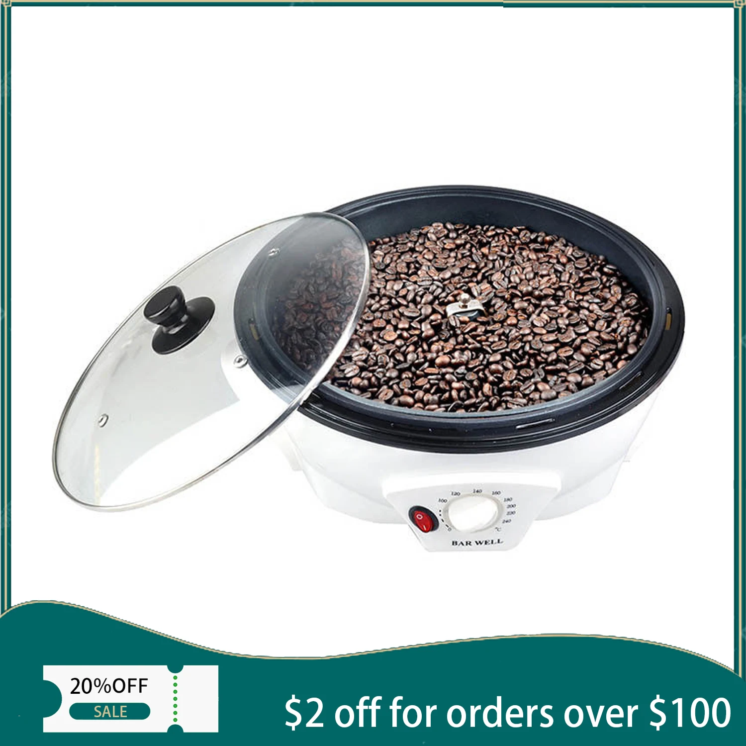 220 В Бытовая обжарочная машина для кофе Офисная плитка приготовления