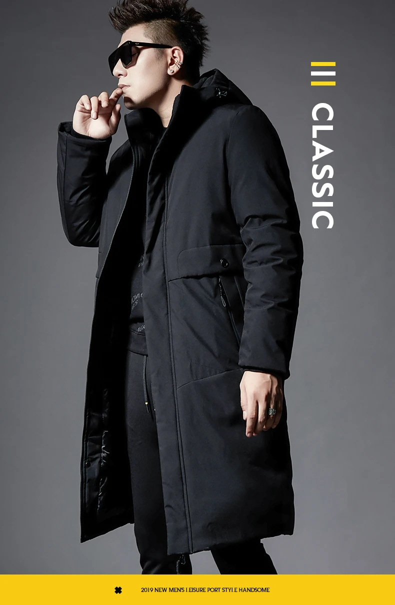 Winter Men Thick Hooded Coat High Quality Fashion Men's Coats With Pockets Black Color J9523-85665-G