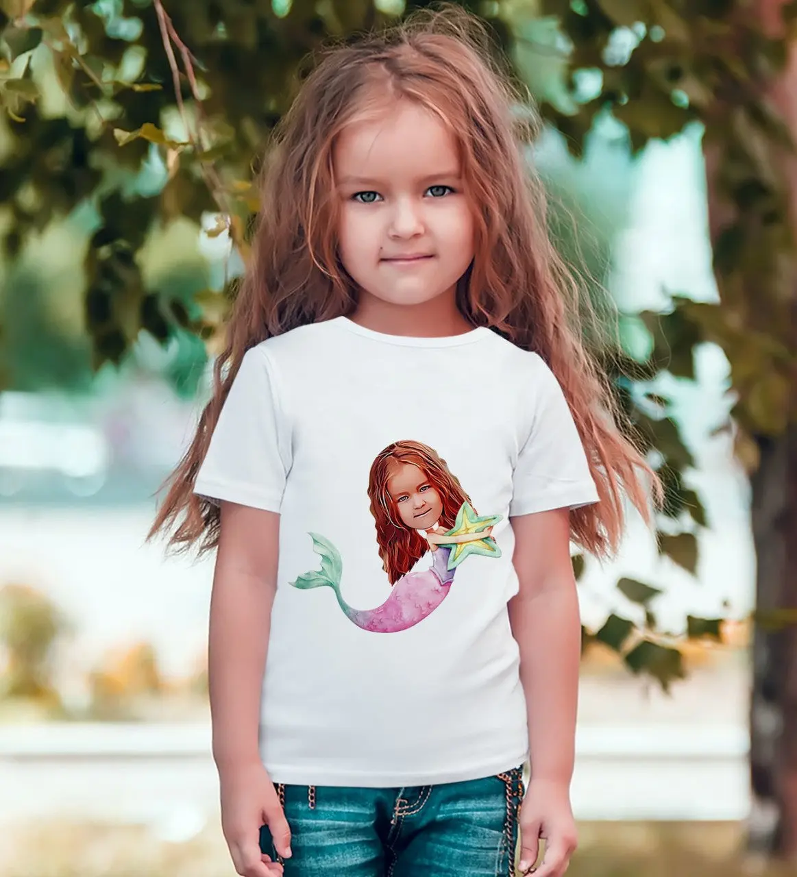

Personalized Mermaid Caricature Of White T-Shirt-1