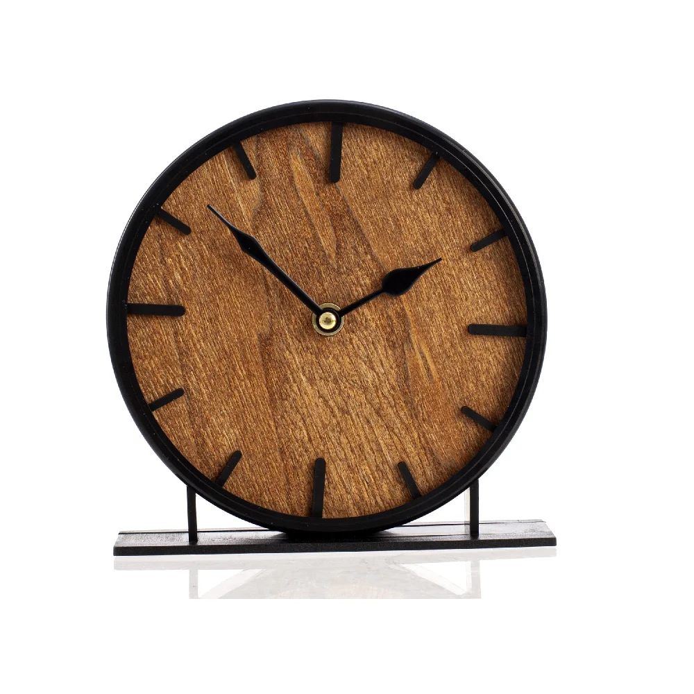 

Wood Table Clock Decorative Floor Standing Clock Home Business Office Cafe Bedroom Living Room Decor Retro Stylish Creative Design Battery-Powered