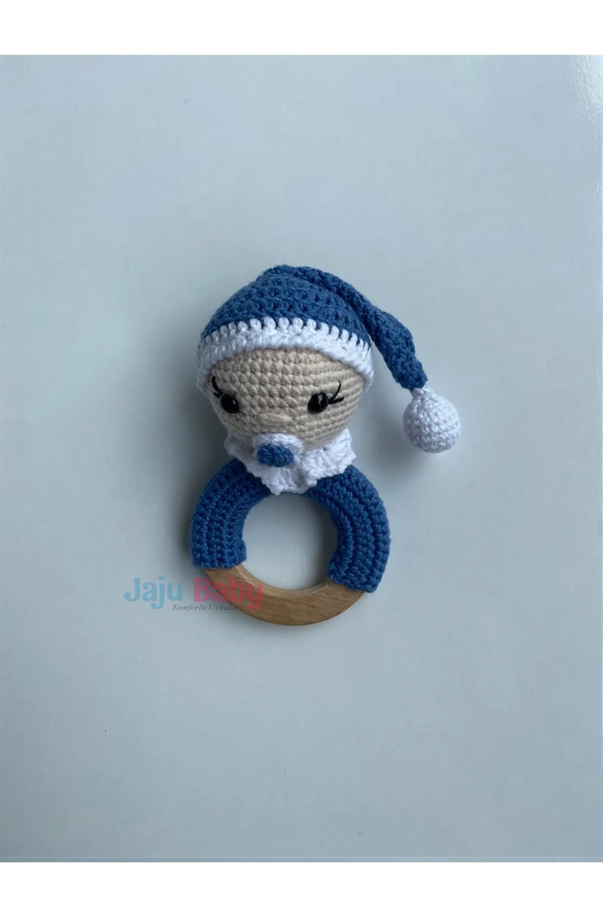 

Jaju Baby Handmade, Baby with Hat Amigurumi Pacifier Baby Teether Rattle 14 cm