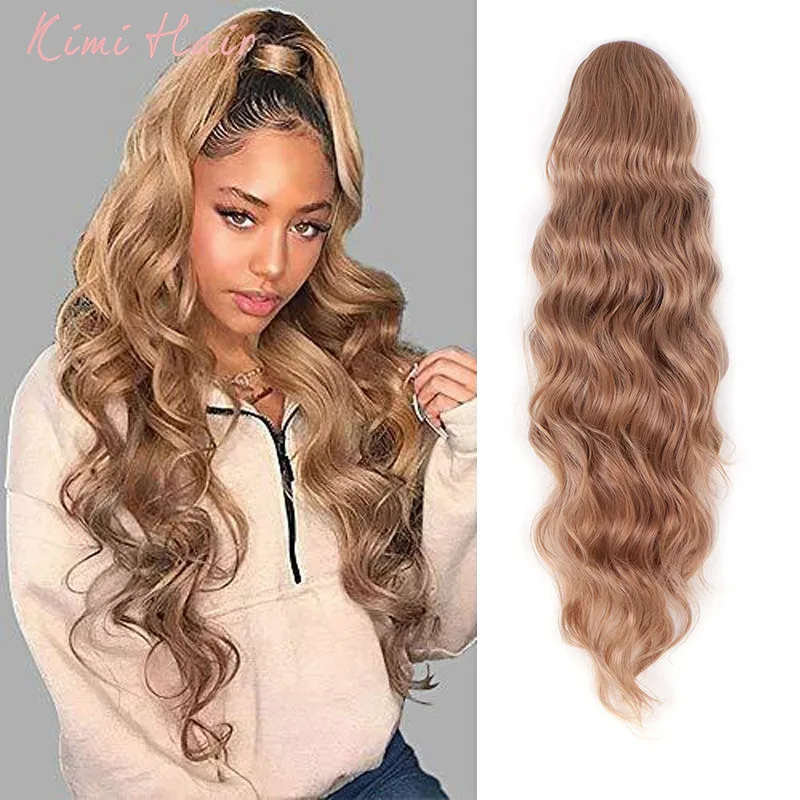 

Длинные волнистые накладные волосы на шнурке для конского хвоста, синтетические волнистые накладные волосы для конского хвоста