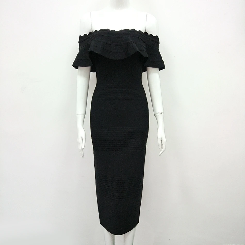 Женское облегающее платье с открытыми плечами LEGER BABE элегантное черное вечернее