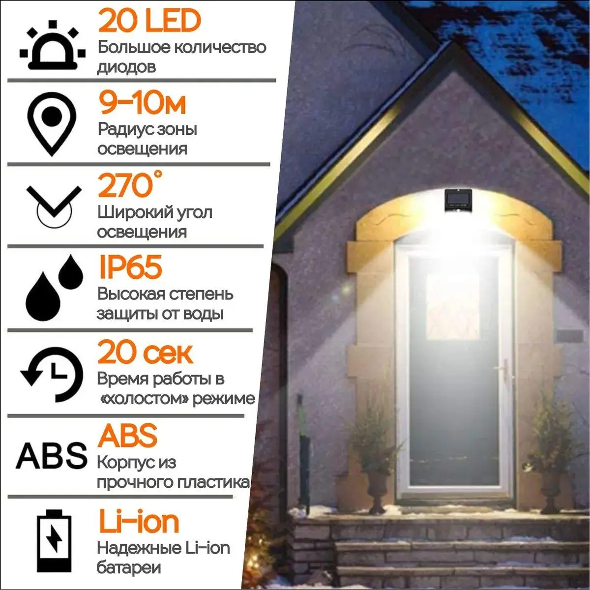 Уличное освещение на солнечной батарее с датчиком движения и освещенности (20