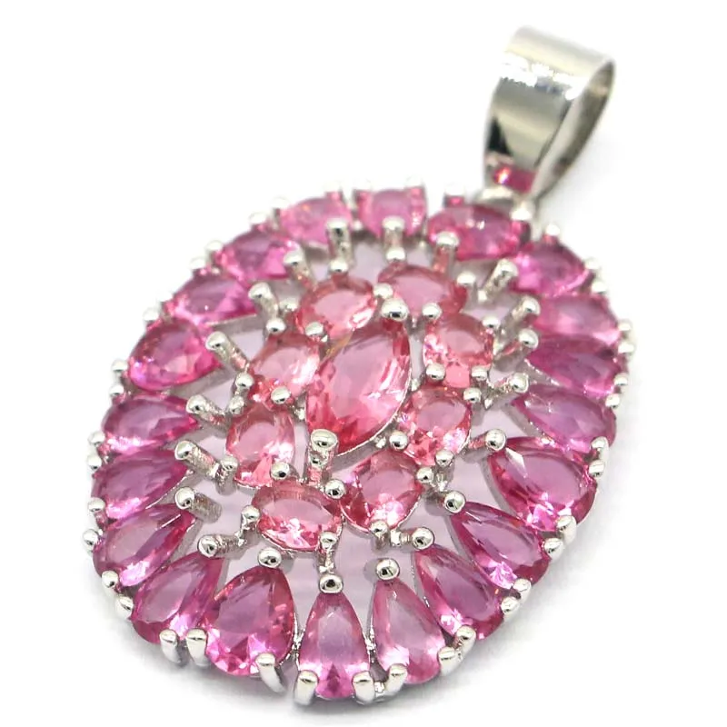 Большой европейский дизайн SheCrown 37x21 мм розовый турмалиновый фиолетовый танзанит