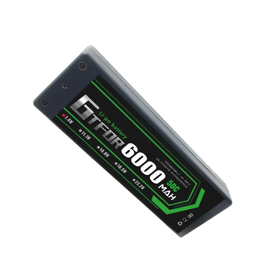 GTFDR 2 шт. 2s Lipo Аккумулятор 7 4 В 50C 6000 мАч жесткий чехол батареи с мм пулей для 1/8 1/10 RC