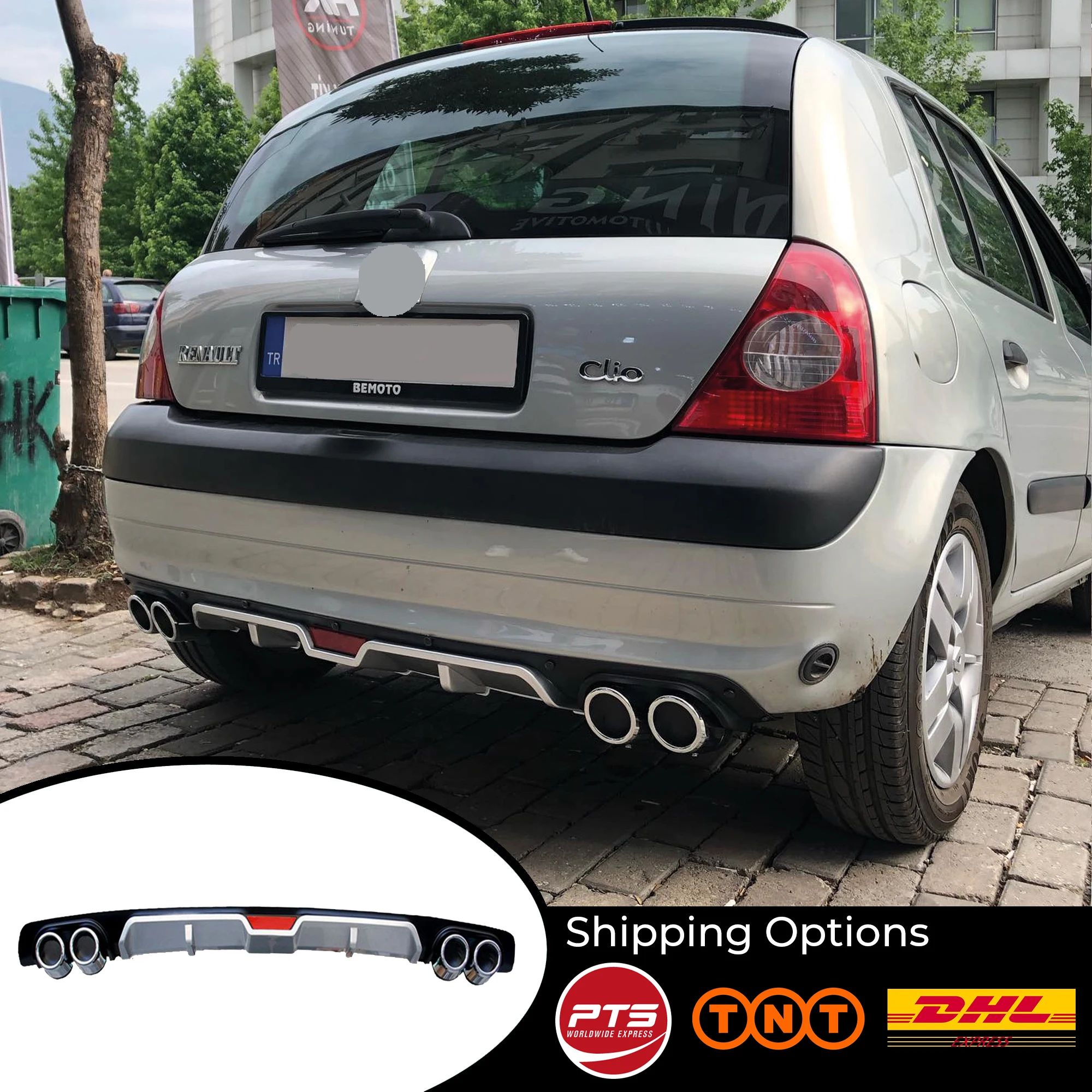 

Car Rear Bumper Lip Spoiler Diffuser for Renault Clio 2 Universal Rear Diffuser Body Kit Spoiler