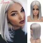 Прямой парик из седых человеческих волос, парик полностью машинного изготовления, без кружева, бразильские натуральные волосы, Короткие парики для женщин, плотность 180 Licoville