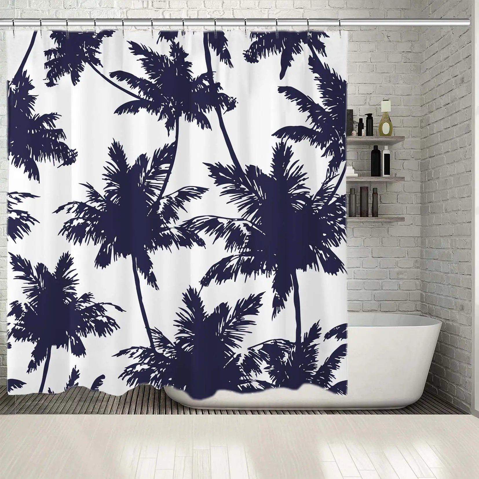 Занавеска для душа на море лето пляж высокие деревья тропическая экзотическая