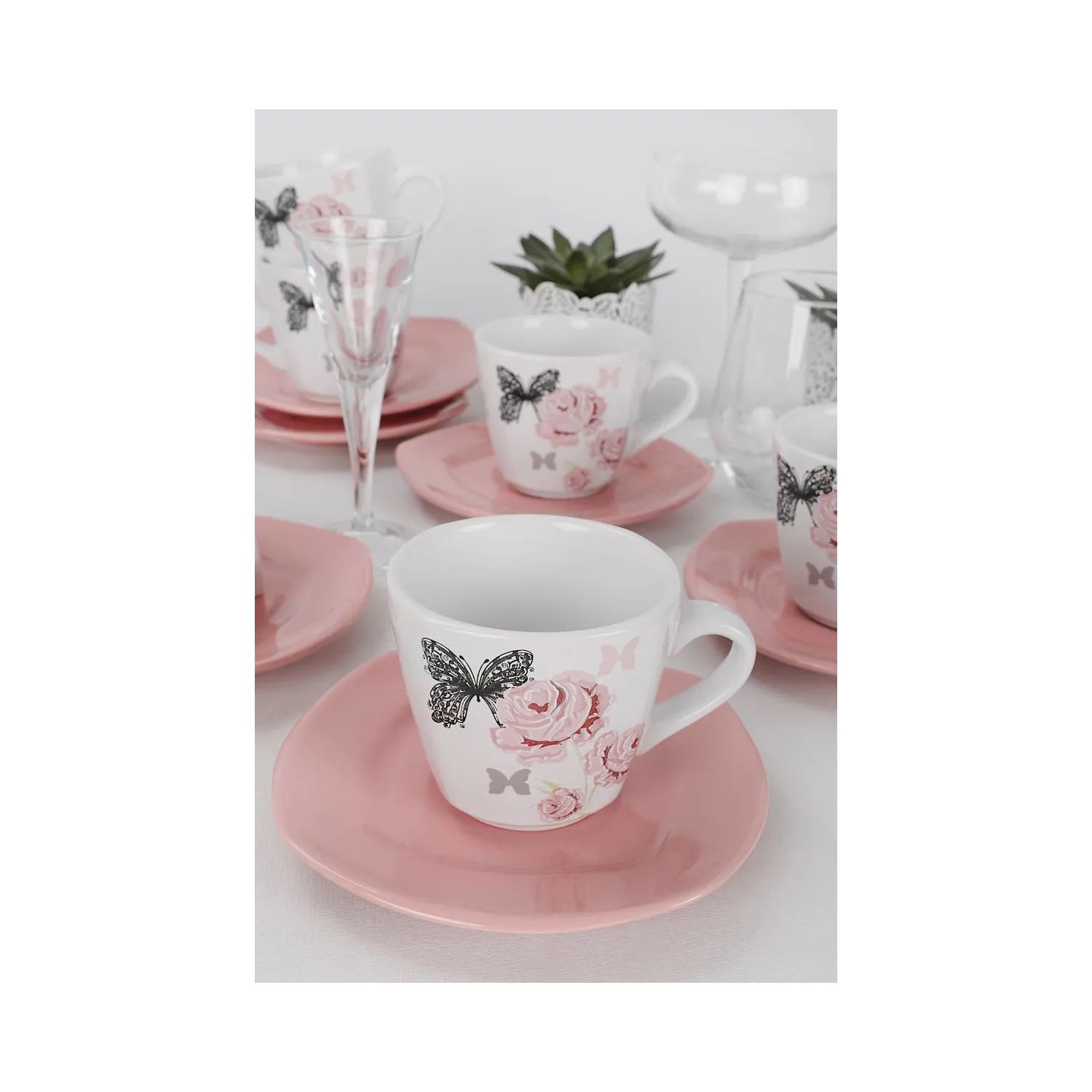 

Rose Trend Tea Set 12 Pieces For 6 People Stoneware Earthenware