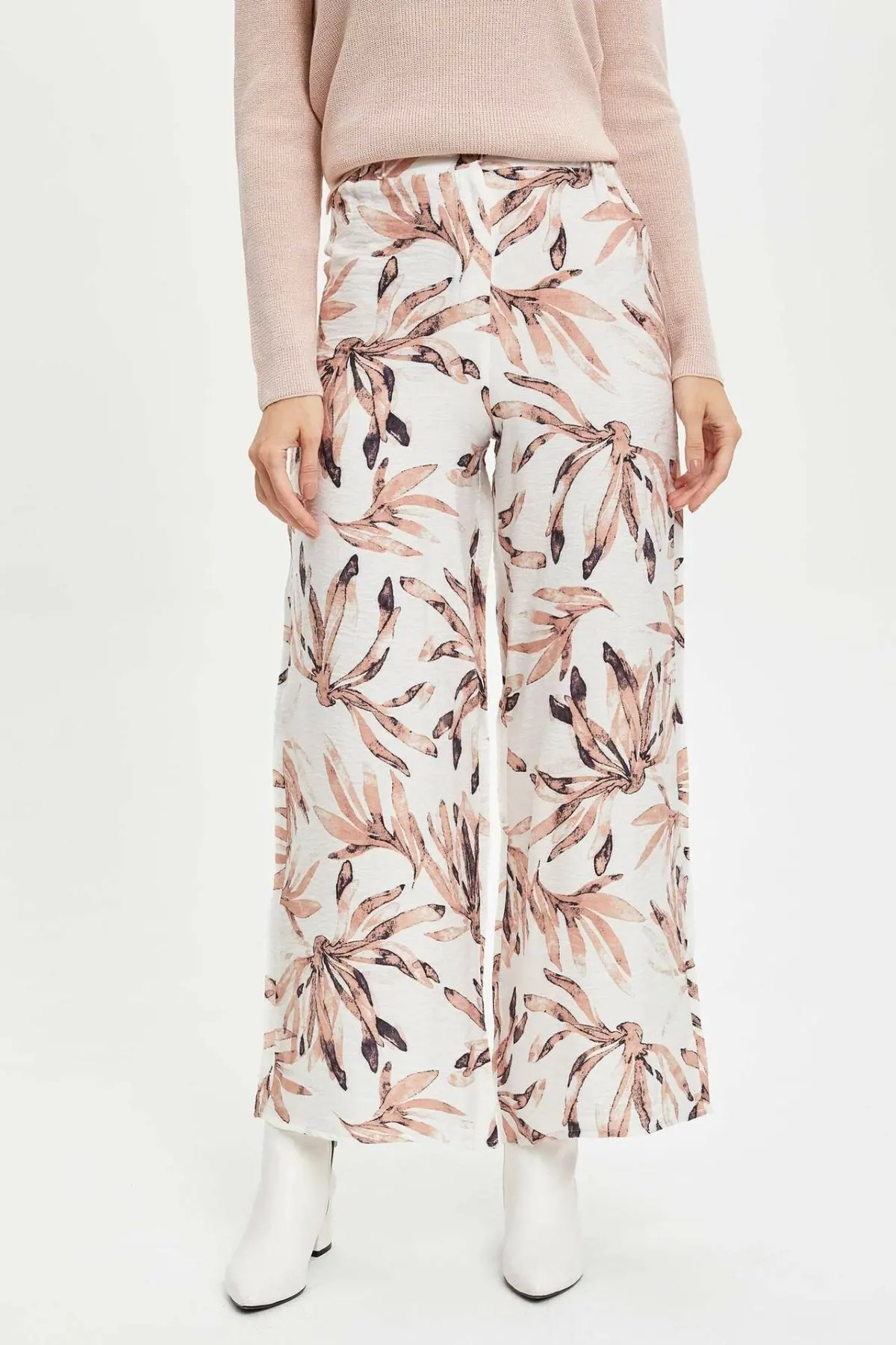 Дефакто модные женские брюки с принтом повседневные свободные прямые длинные