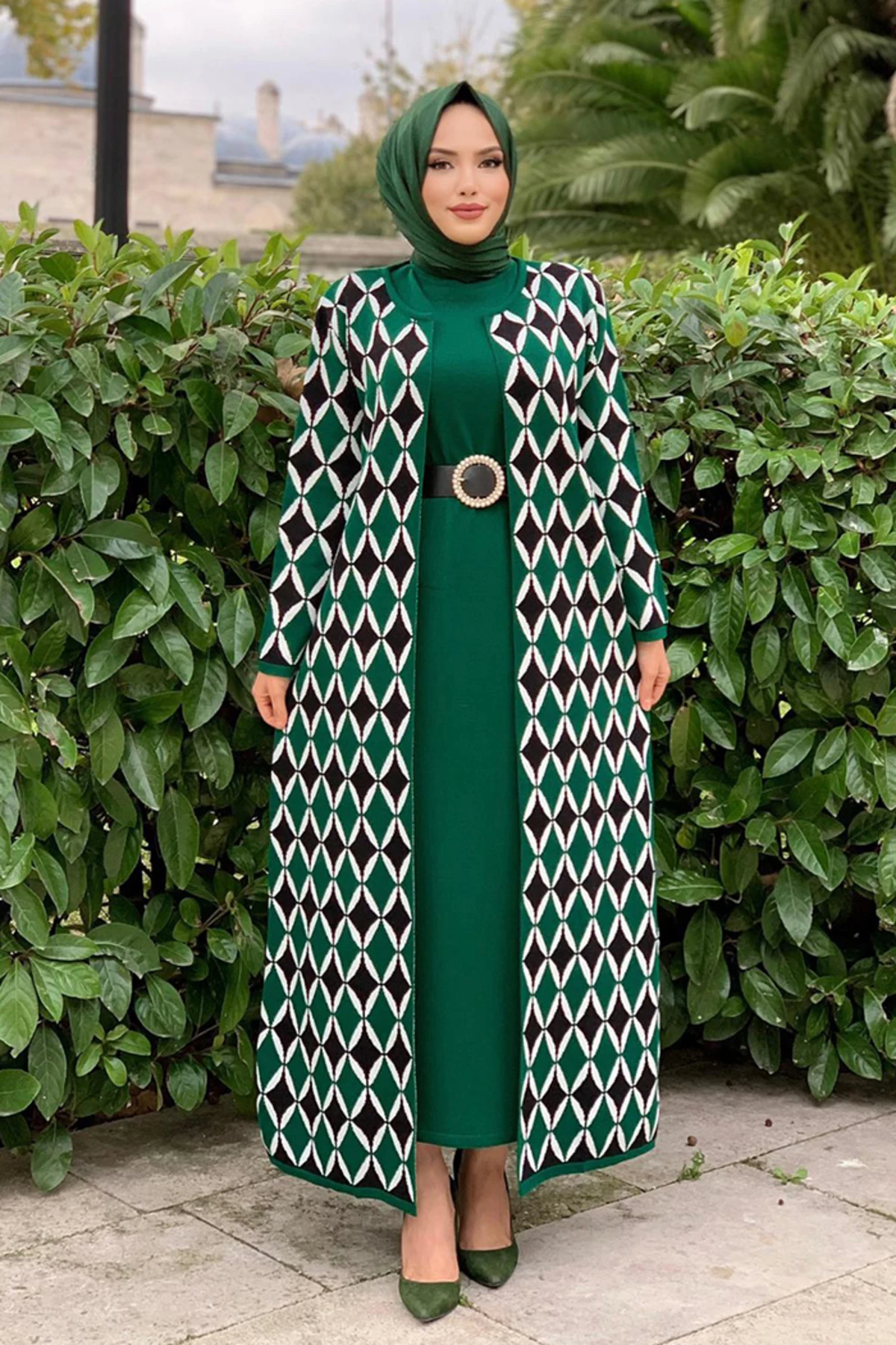 Baklava Pattern Detailed Knitwear Cardigan Turkey Muslim Fashion Islam Clothing Dubai Istanbul 2021