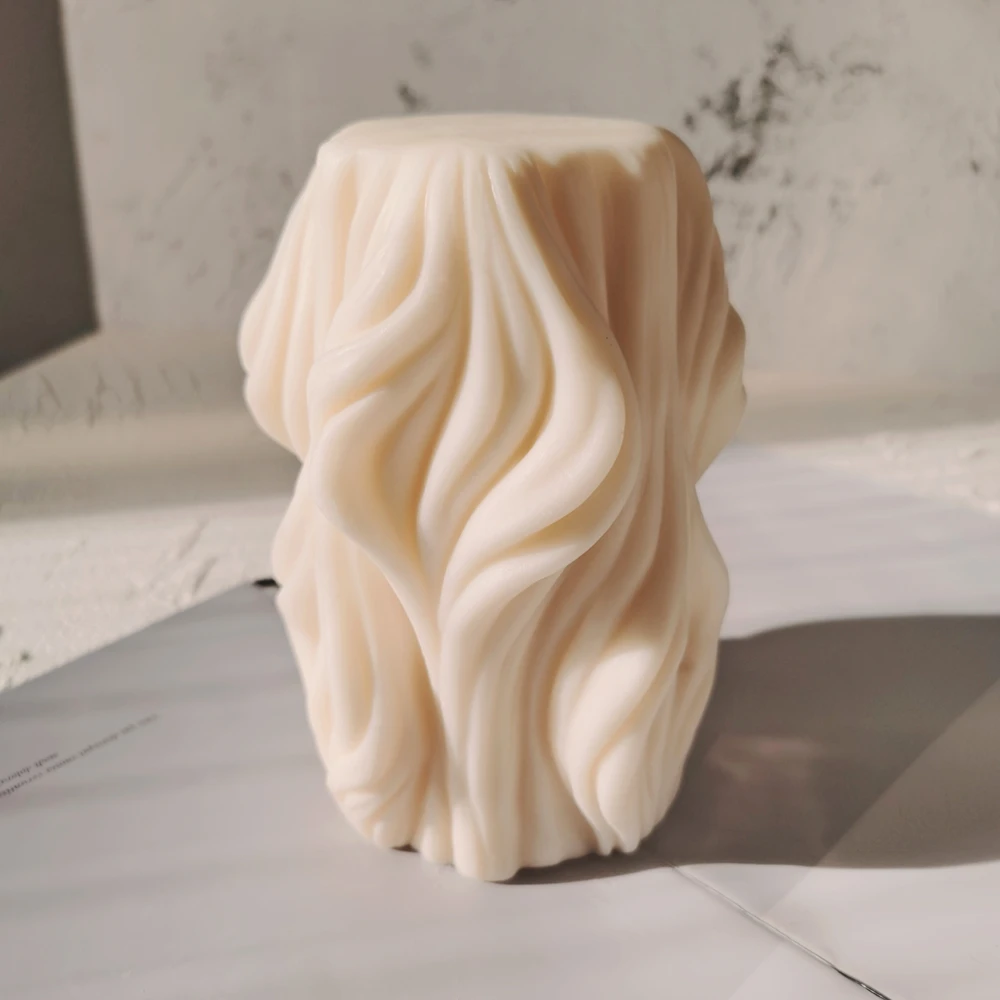 Hermosa 3D hecho velas moldes tallada ondulado vela arte abstracto geom&eacute;trico Irregular de silicona molde de vela para la decoraci&oacute;n de la casa-0