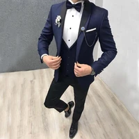 wedding suits slim fit prom party suits groom tuxedos shawl lapel 3 pieces formal men suits custom made jacketpantsvest