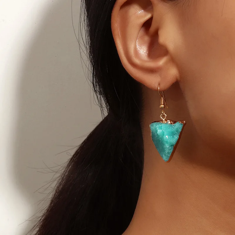 

Vintage Triangle Irregular Surface Earrings For Women Simple Elegant Charm Blue Women's Drop Earring Female Jewelry Gift Party