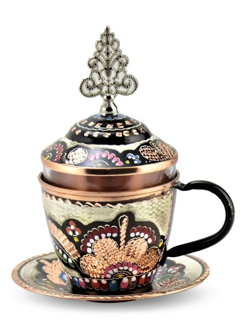 SONAYCOPPER-NESCAF&Eacute; de cobre puro hecho a mano, para juego de t&eacute; para 2 personas-2