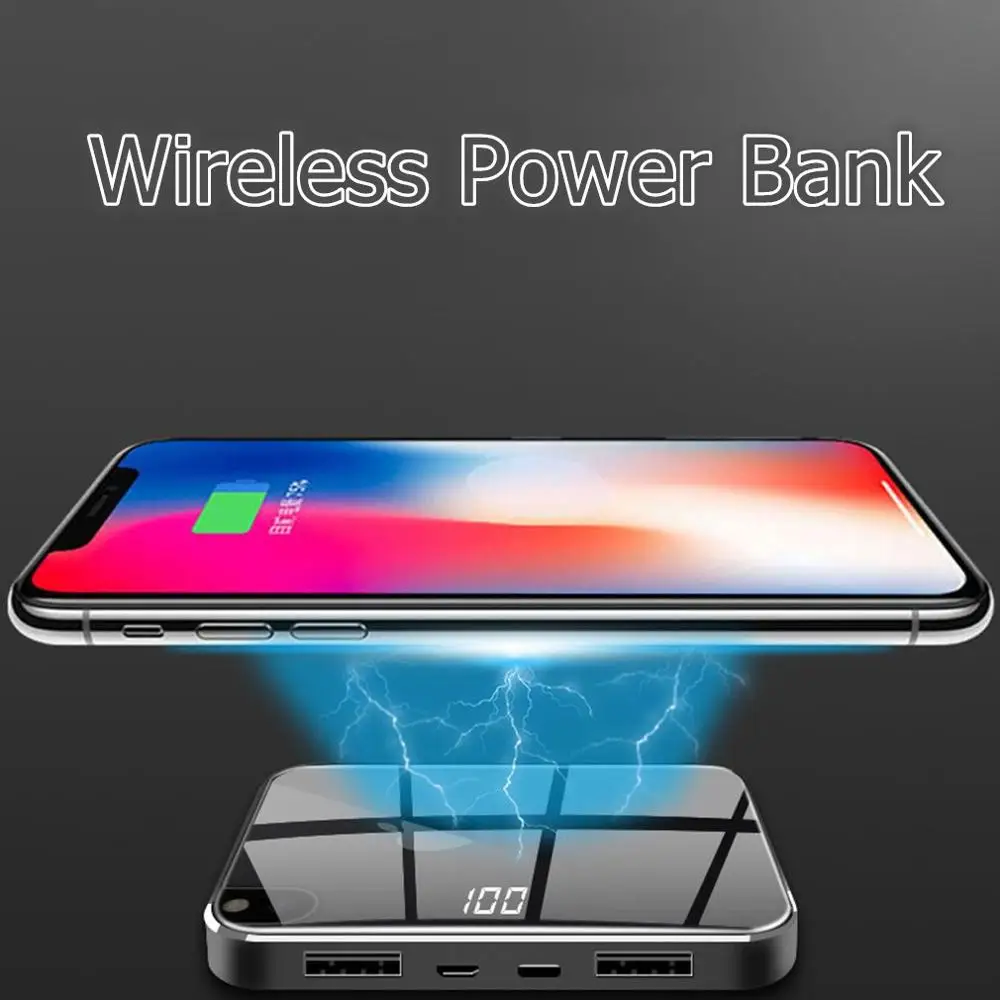Мини беспроводной внешний аккумулятор 10000 мАч быстрая зарядка полноэкранный