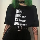 Японская футболка с рисунком съедобного спящего аниме, забавная Женская Повседневная Уличная футболка унисекс из 100% хлопка, модная футболка с цитатами
