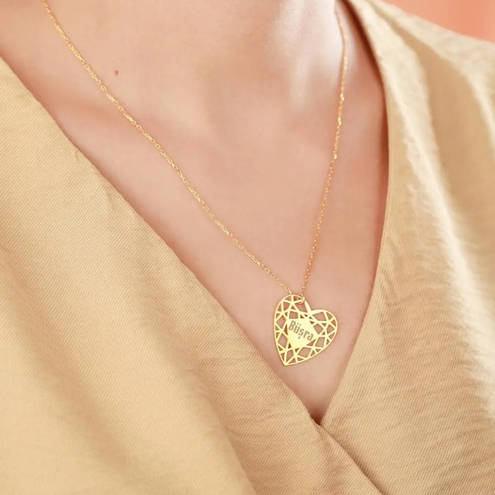 

Vaoov 925 пробы Серебряное ожерелье с лазерной резкой имени-Сделано в Турции