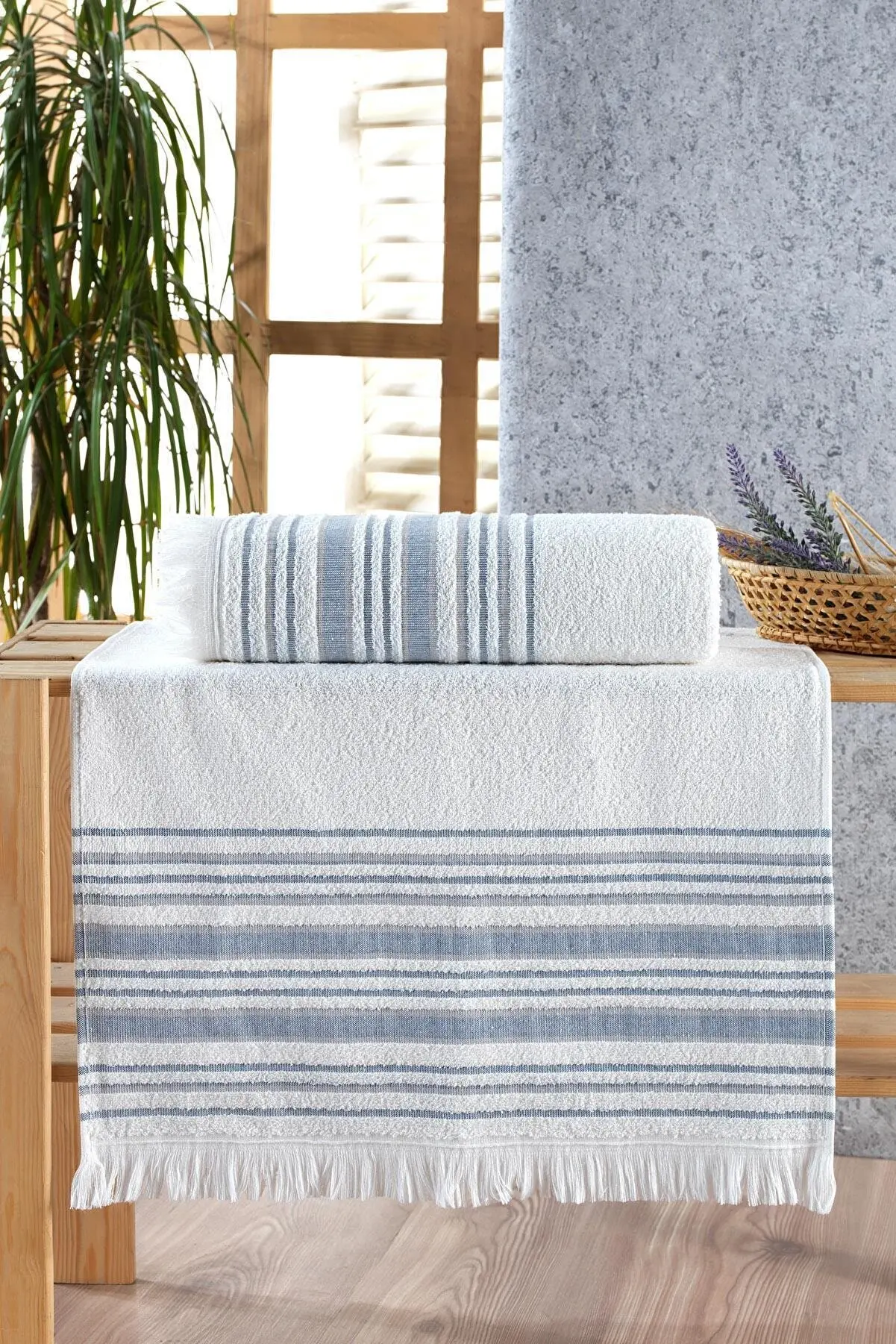 

100% Natural Cotton Bath, Hand&Face towel Set 2 Pieces, Turkish High Quality,Luxury, Super Soft, Great Absorbent (70x140)(50x90)