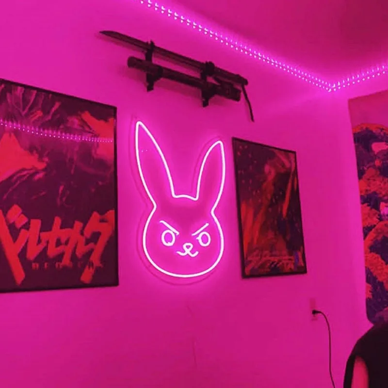 

Dva Bunny Custom Neon Sign Rabbit Playboy Neon Sign Wall Art Gift Decoration Bar Rave Apartment Room Decor Neon Lamp LED Light