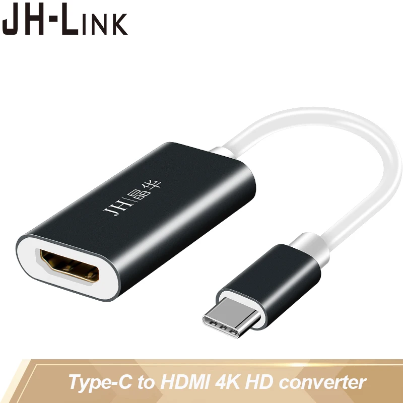 

JH-LINK Type-c To HDMI HD Converter Port Docking Station For laptop Monitor Projector TV High-Definition Transmission