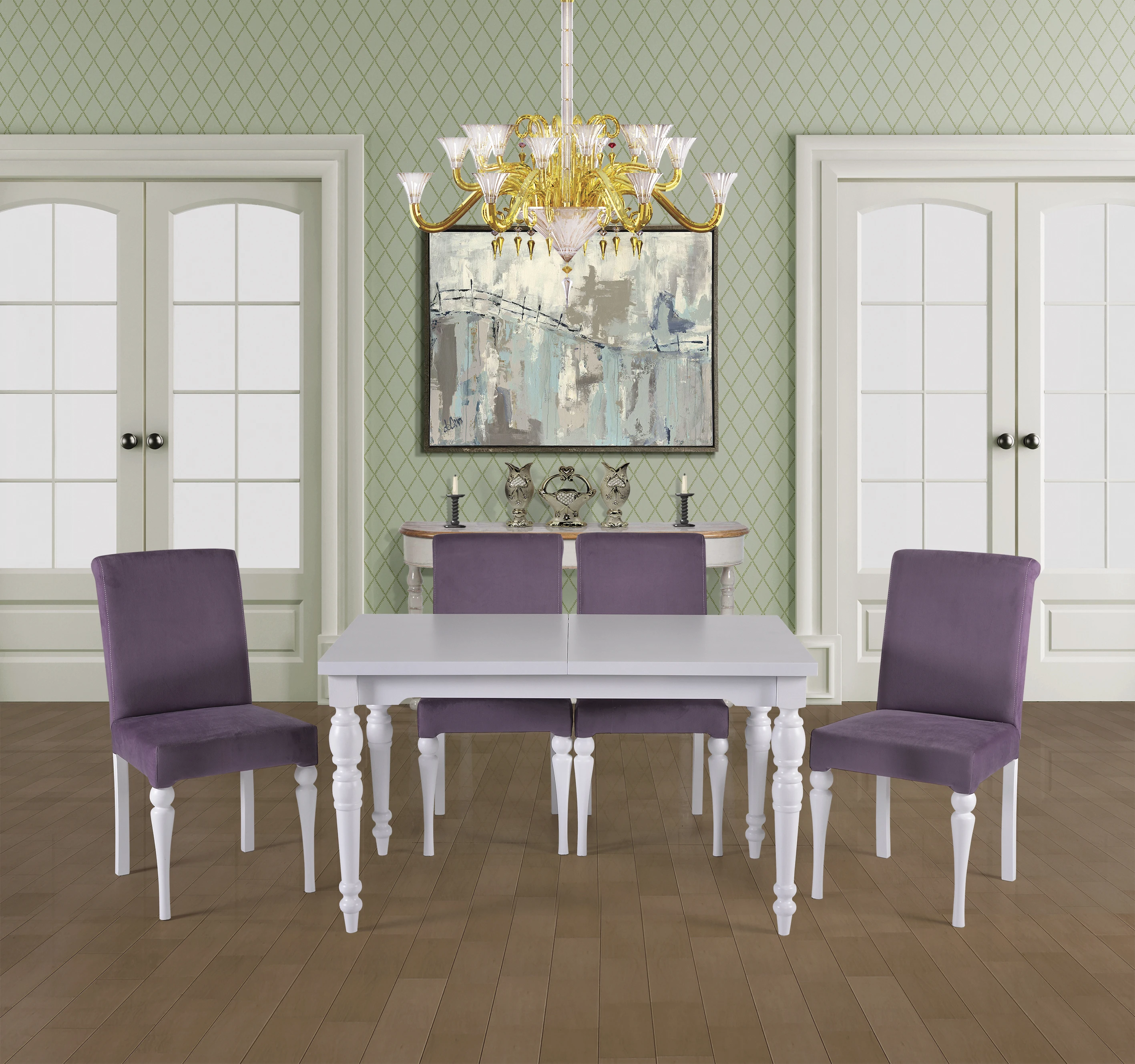 

WoodX Smyrna Dining Sets 4 Chair White Table