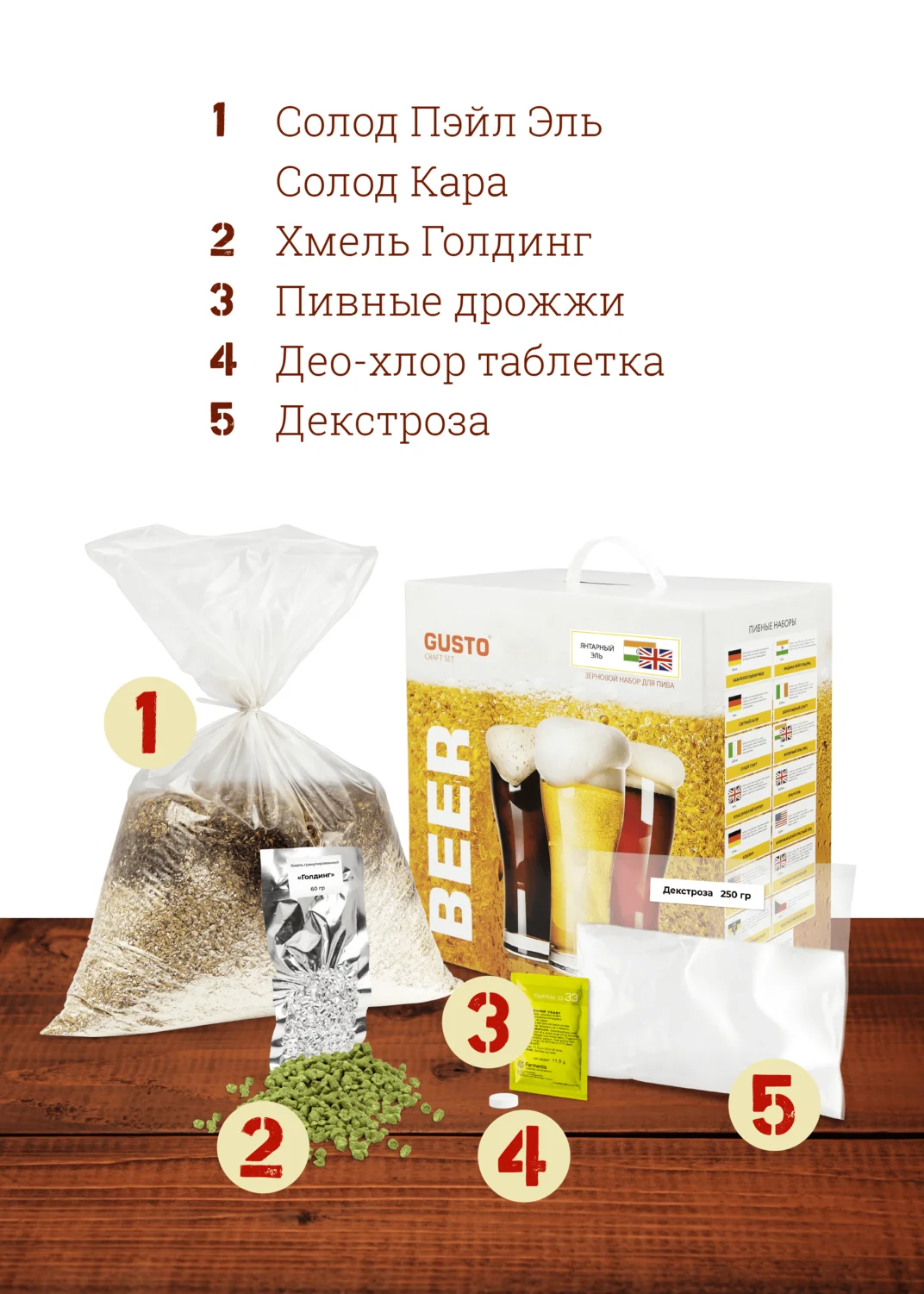Зерновой набор для приготовления варки домашнего пива &quotЯнтарный Эль (IRA)&quot | Дом