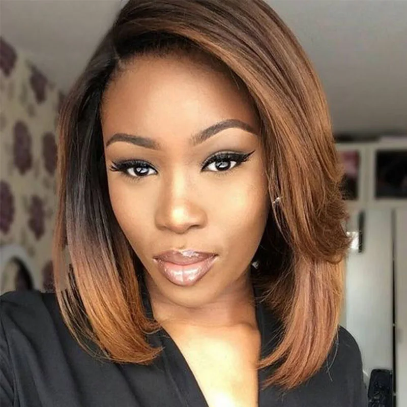 Ombre Bob полный парик шнурка бразильские виргинские человеческие волосы