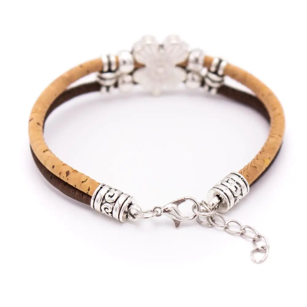 Colorful 3mm round Cork with zamak flower beads handmade jewelry bracelet for women BR-433-E-5 | Украшения и аксессуары