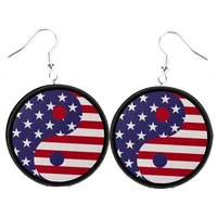 4th of july patriotic stars and stripes earrings red white and blue glitter earrings usa leather earrings american