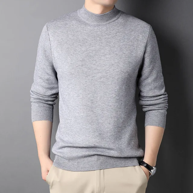 Fashion Slim Fit Sweaters Mens Streetwear Autumn Winter New Casual Knitted Sweater For Men Long Sleeve O-Neck Solid Jumpers Tops
