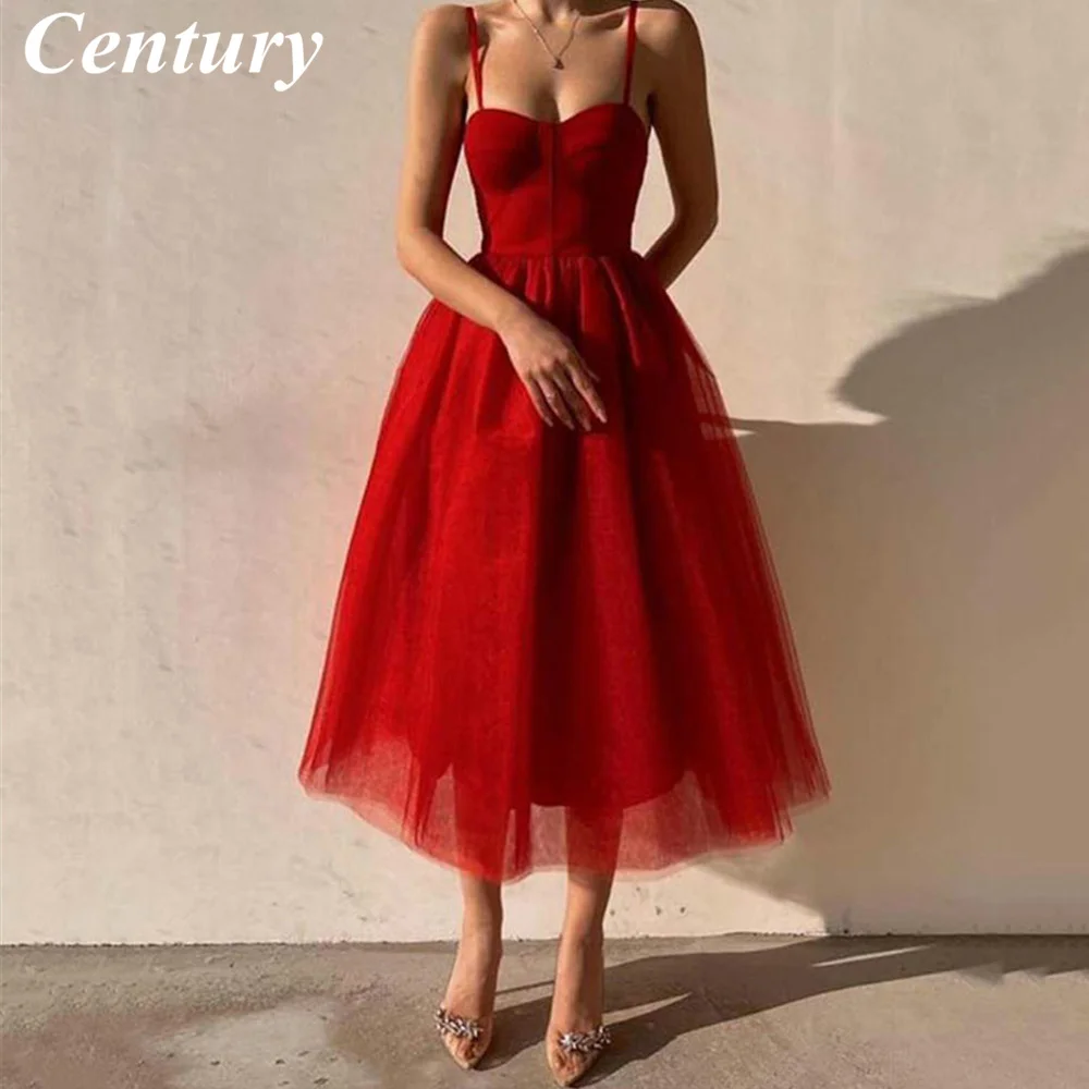 

Red Tulle Short Prom Dresses Backless Corset Princess Dresses Tea Length Midi Evening Formal Party Dresses Celebrity Dresses