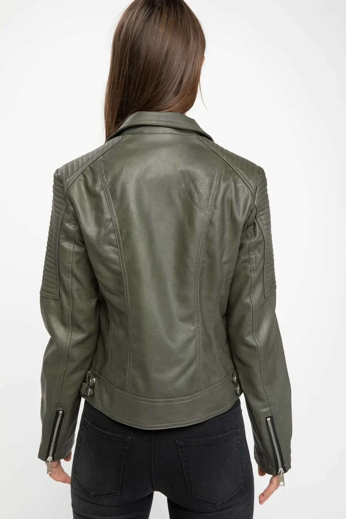 DeFacto Осенняя Женская куртка из искусственной кожи с длинным рукавом повседневная