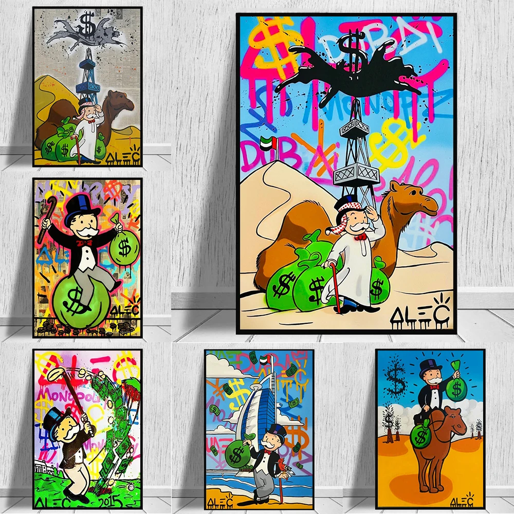 

Alec Monopoly Graffiti Art Canvas Paintings on the Wall Art High Quality Posters and Prints Street Art Pictures Home Decoration