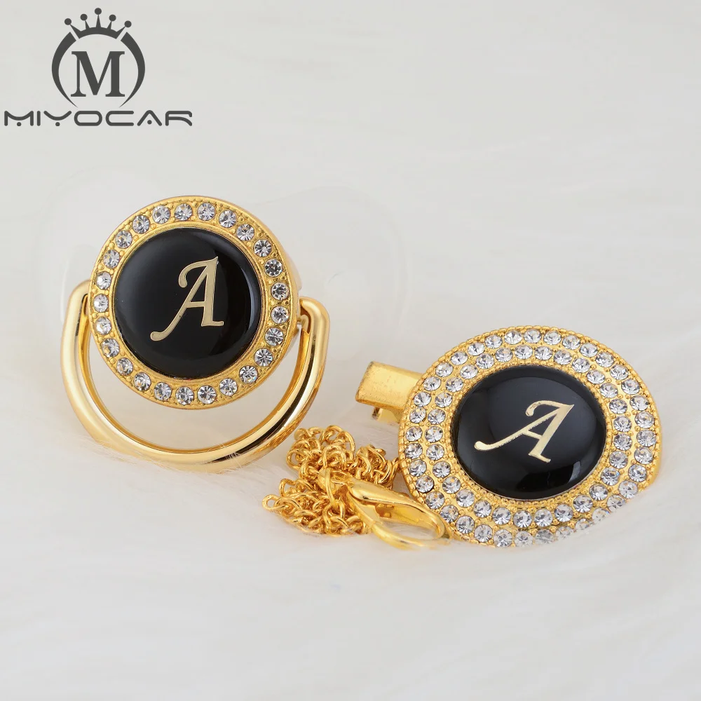 MIYOCAR золото серебро имя инициалы письмо красивый bling соска и соска клип BPA бесплатно пустышка bling уникальный дизайн LA