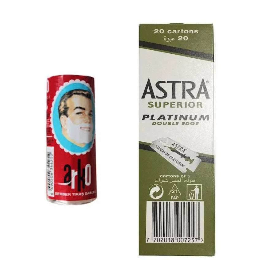 100x Original Astra Superior Platinum Double Edge Safety Shaving Men's Razor Blades Nostalgic Arko Soap | Красота и здоровье