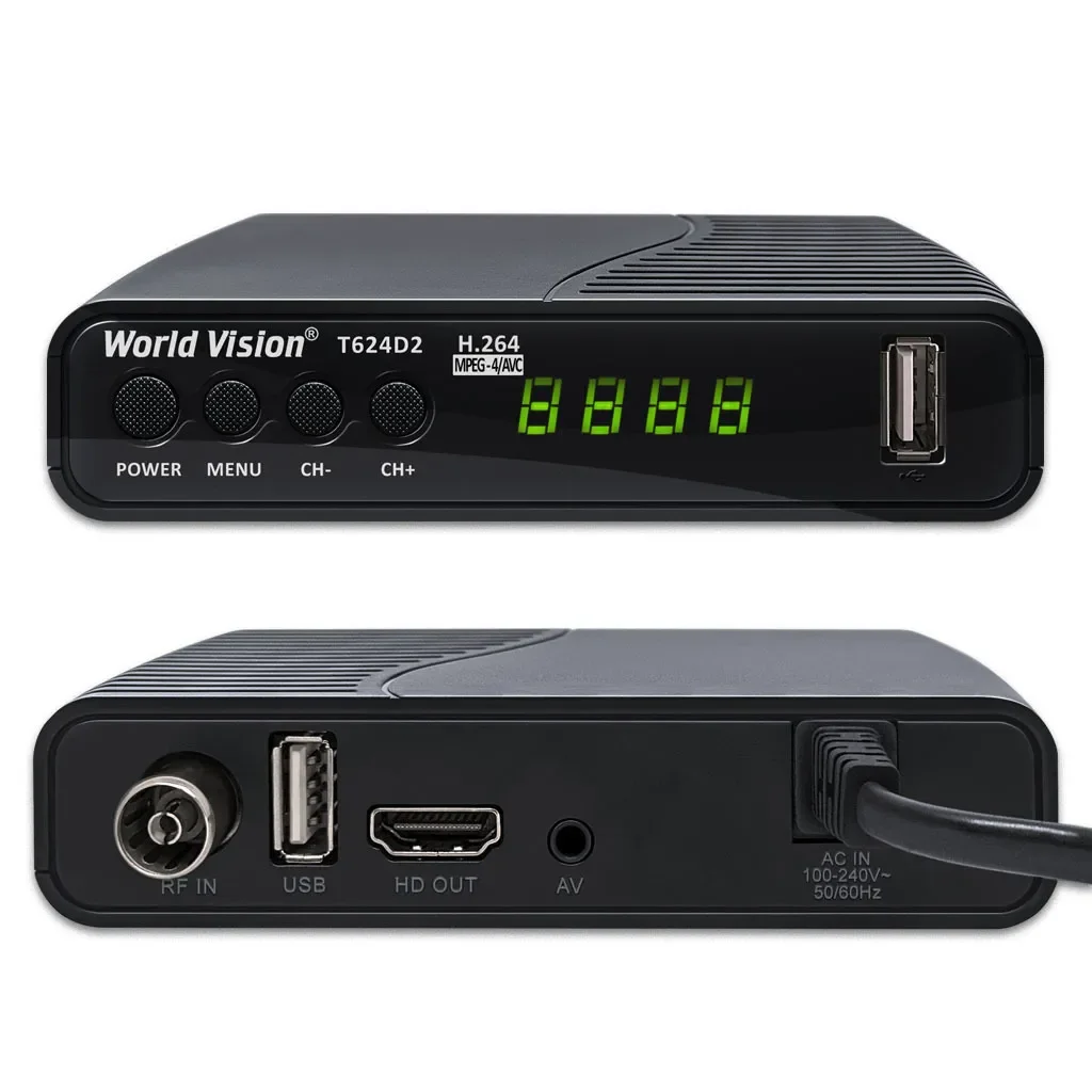 Ресивер цифровой World Vision T624D2 эфирный DVB-T2/C тв приставка бесплатное TV-тюнер