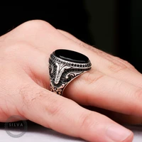 original sterling 925 silver mens ring with black onyx stone mens jewelry all sizes are available